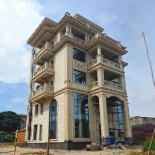 日照 黄金麻花岗岩石材别墅外墙干挂搭配（雕花栏杆花瓶柱门楼罗马柱）