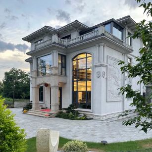 日照 白麻花岗岩私人别墅干挂石材豪华定制