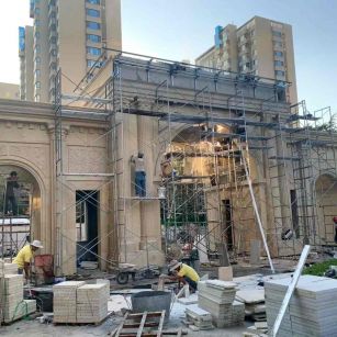 日照 黄金麻荔枝面花岗岩小区门楼外墙干挂