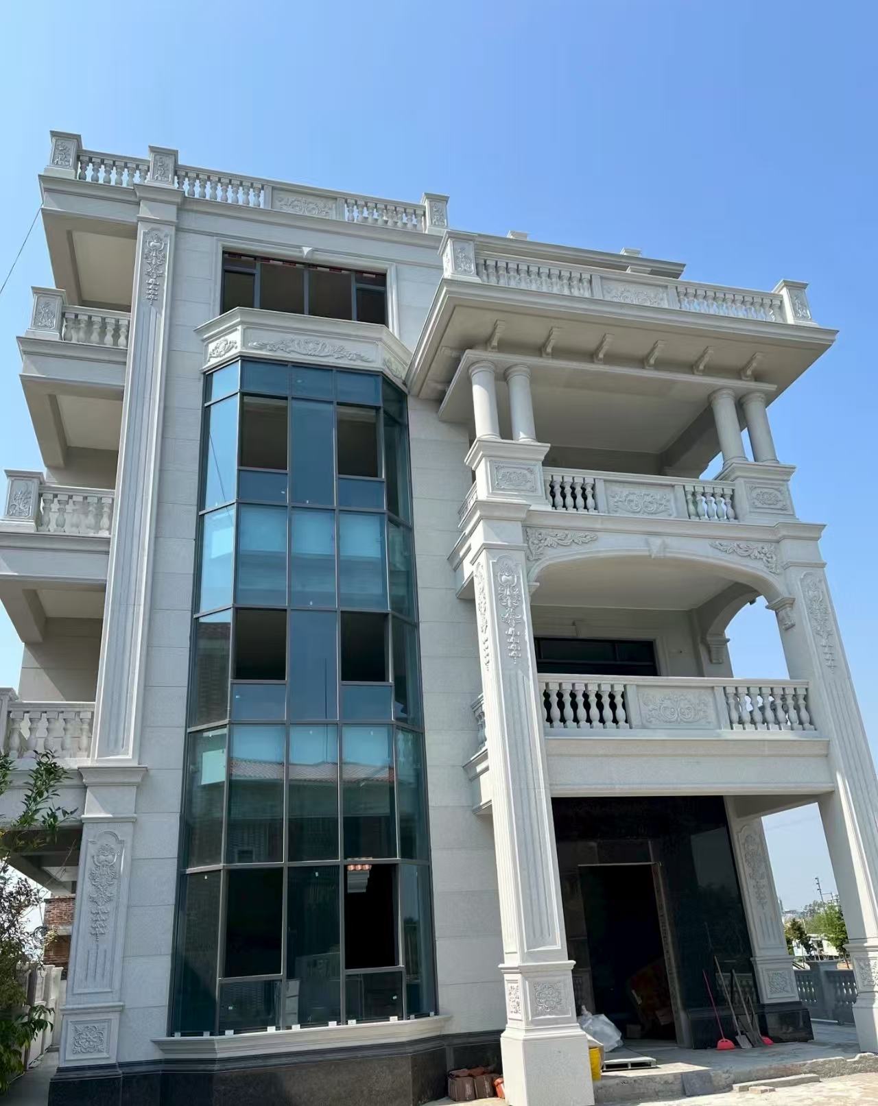 日照 白麻花岗岩别墅外墙干挂效果展示