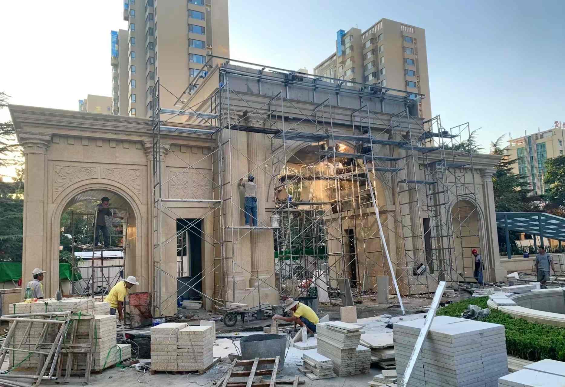 日照 黄金麻荔枝面花岗岩小区门楼外墙干挂